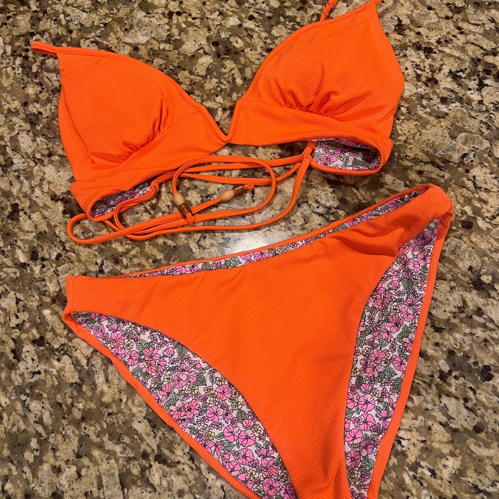 Vibrant Orange Reversible Bikini Set